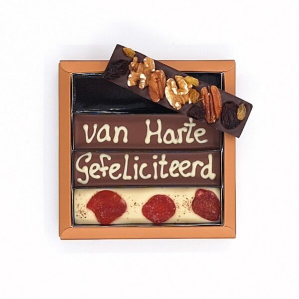 4 reepjes <br>'Van harte gefeliciteerd'